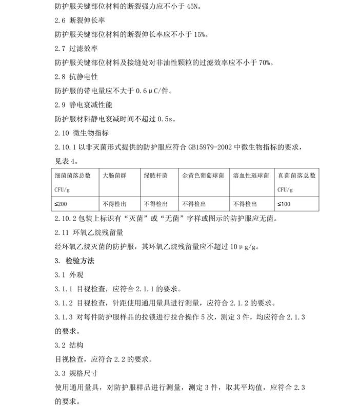 醫(yī)用一次性防護服產品技術要求模板(圖6)